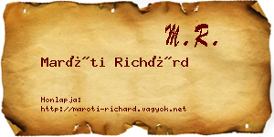 Maróti Richárd névjegykártya